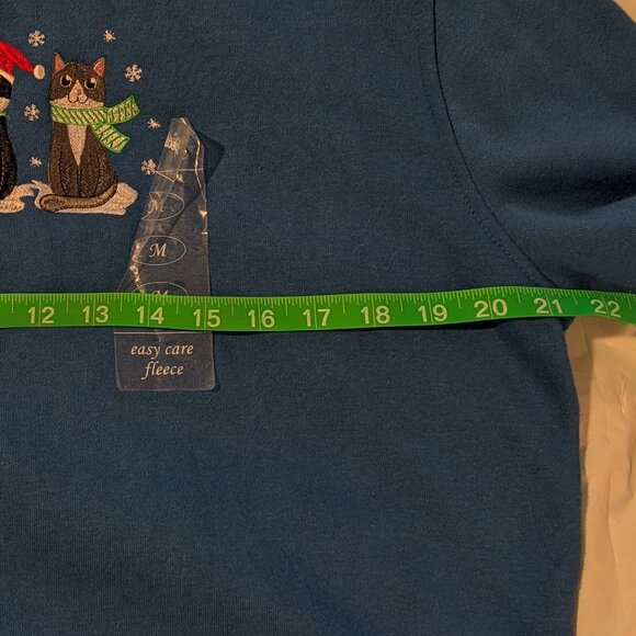 NWT Speculation Blue Holiday Cats Fleece Sweatshirt, Women's size Medium - Picture 9 of 12